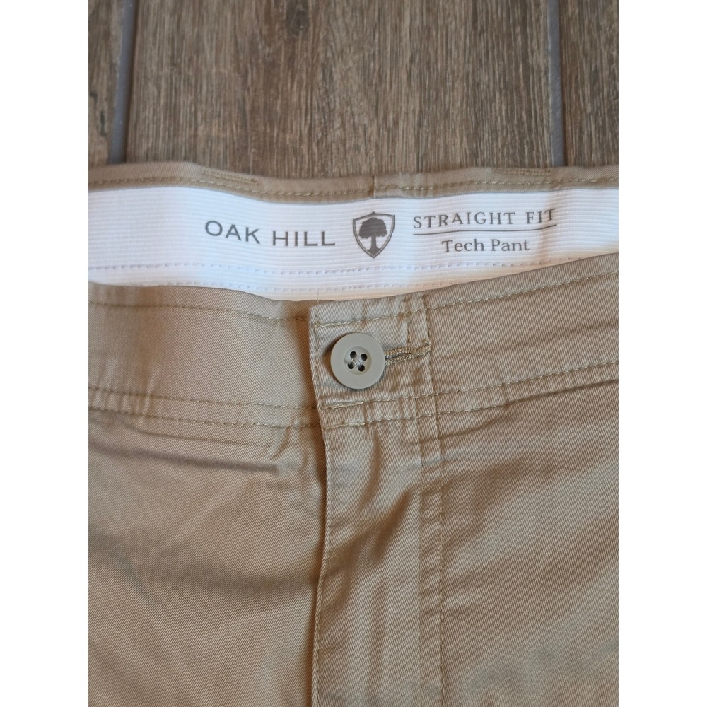 Oak Hill Straight Fit Tech Pants Khaki Tan Mens 42x28 DXL Stretch Chino Pockets - Picture 2 of 6